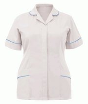 Orbit International Classic Tunic: Ladies - White/ Sky Blue