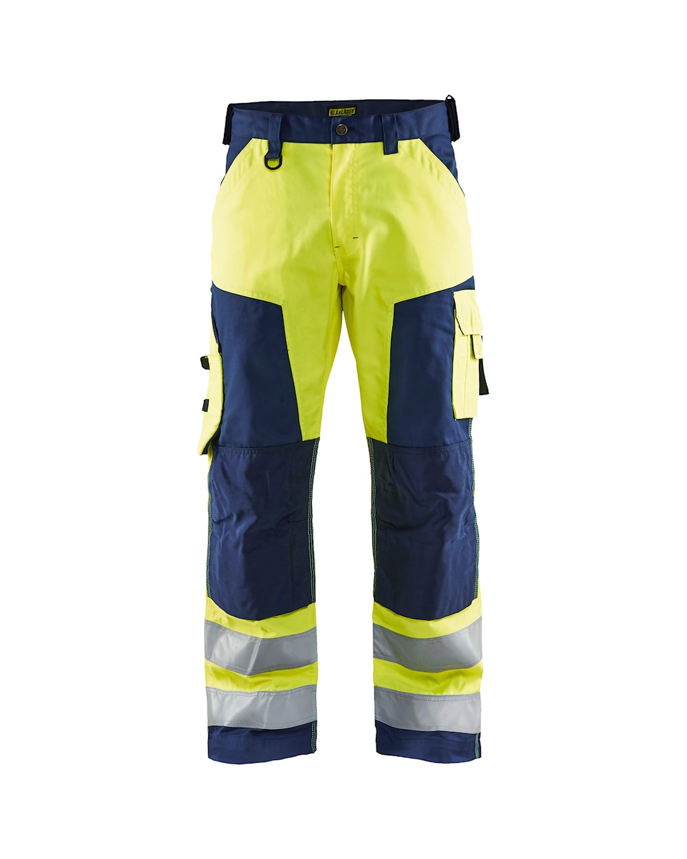 Blaklader Hi-Vis Trousers without Nail Pockets 1566 - Hi-Vis Yellow/Navy Blue