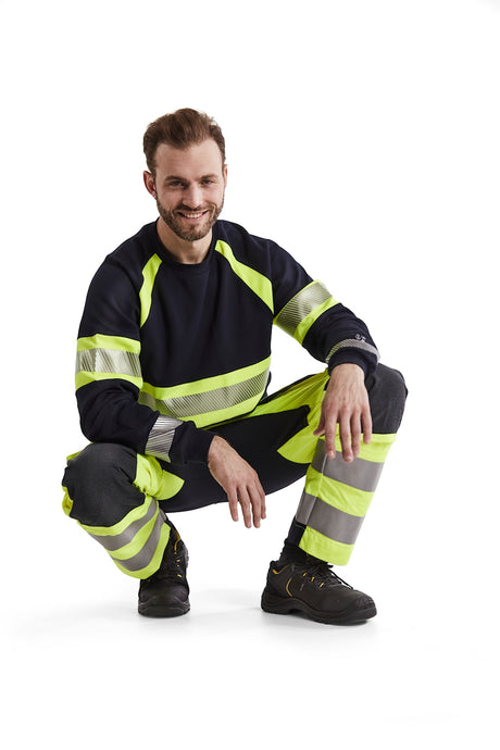 Blaklader Multinorm Inherent Trousers with Stretch 1587 #colour_hi-vis-yellow-navy-blue