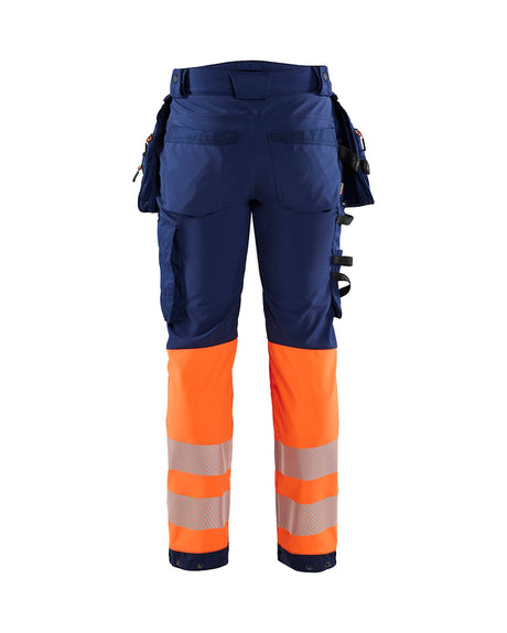 Blaklader Softshell Hi-Vis Trousers 1821 #colour_navy-blue-orange