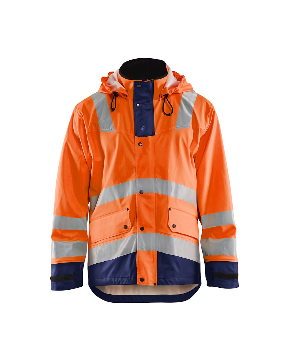 Blaklader Rain Jacket Hi-Vis Level 2 4302 #colour_orange-navy-blue