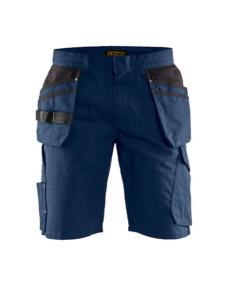 Blaklader Service Shorts with Nailpockets 1494 #colour_dark-navy-blue-hi-vis-yellow