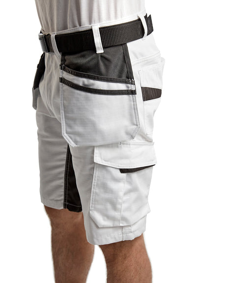 Blaklader Painters Shorts with Stretch 1099 #colour_white-dark-grey