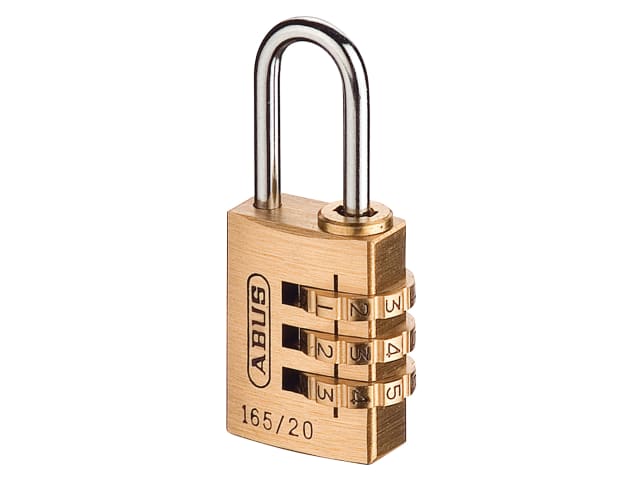 ABUS Mechanical 165/20 20mm Solid Brass Body Combination Padlock (3-Digit) Carded