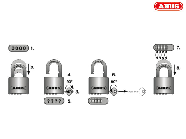 ABUS Mechanical 190/60 60mm Heavy-Duty Combination Padlock Closed Shackle (4-Digit) Carded