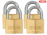 ABUS Mechanical 65/40mm Brass Padlock Quad Pack