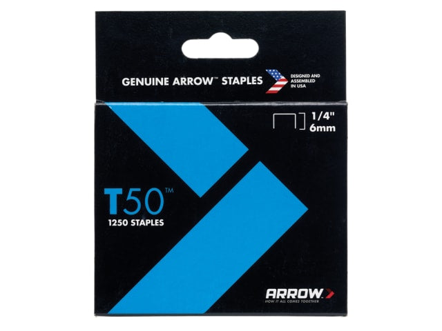 Arrow T50 Staples 6mm (1/4in) (Pack 5000, 4 x 1250)