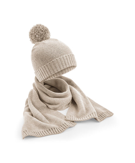 Beechfield Knitted Scarf And Beanie Gift Set