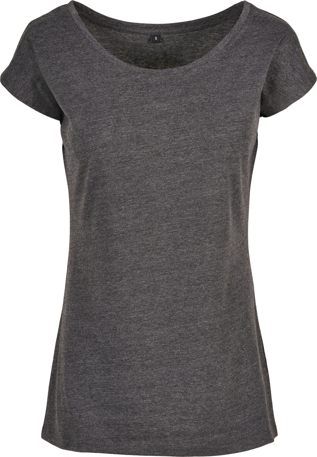 Build Your Brand Basic Women's Wide Neck Tee - Charcoal