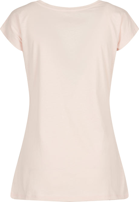 Build Your Brand Basic Women's Wide Neck Tee - Pink