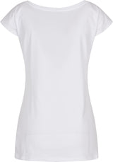 Build Your Brand Basic Women's Wide Neck Tee - White