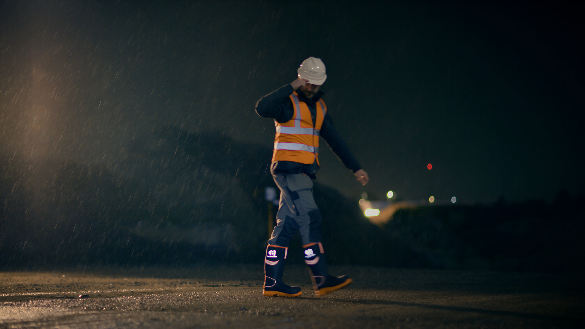 BBZ8000 Safety Wellington Boot - Black HI Vis Orange