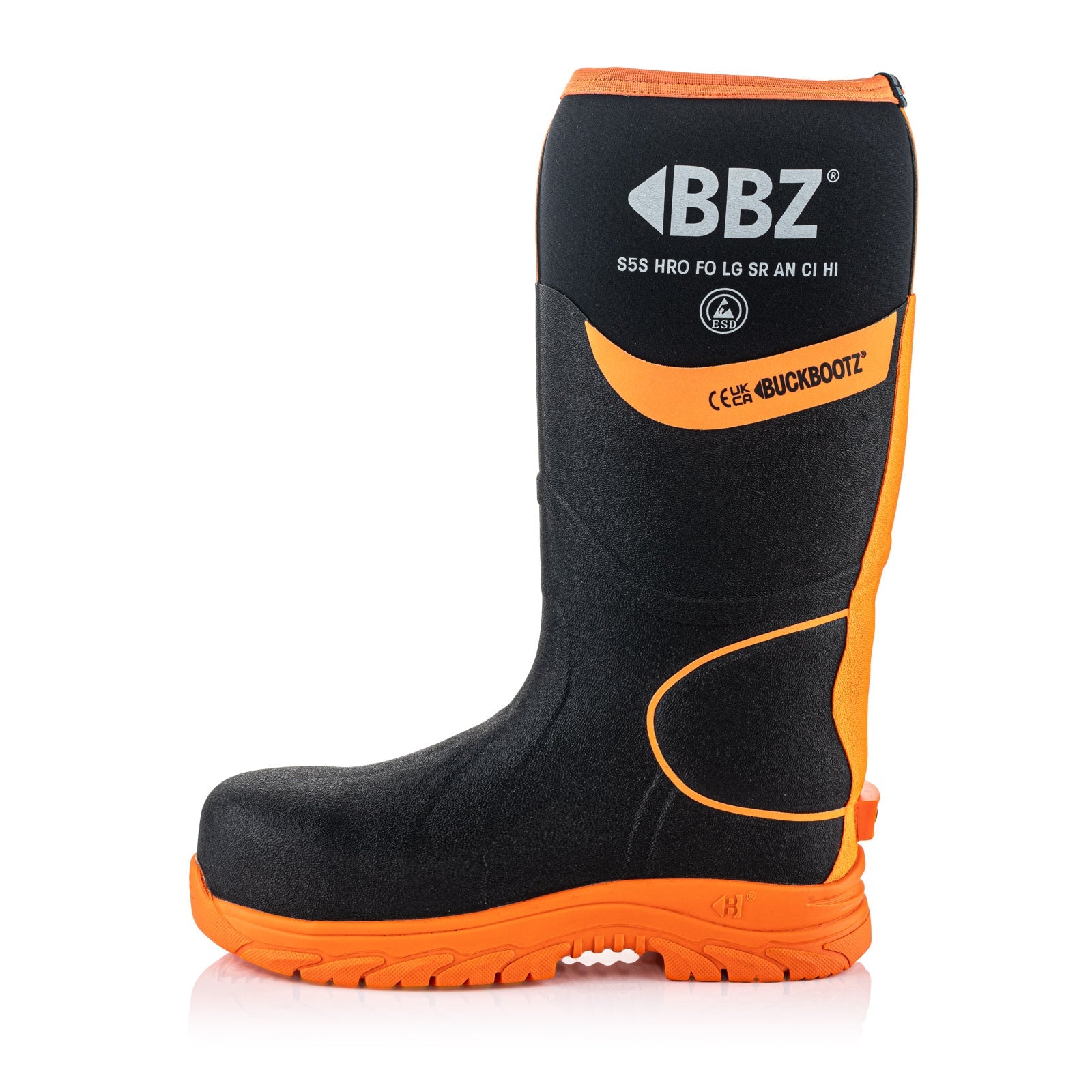 BBZ8000 Safety Wellington Boot - Black HI Vis Orange