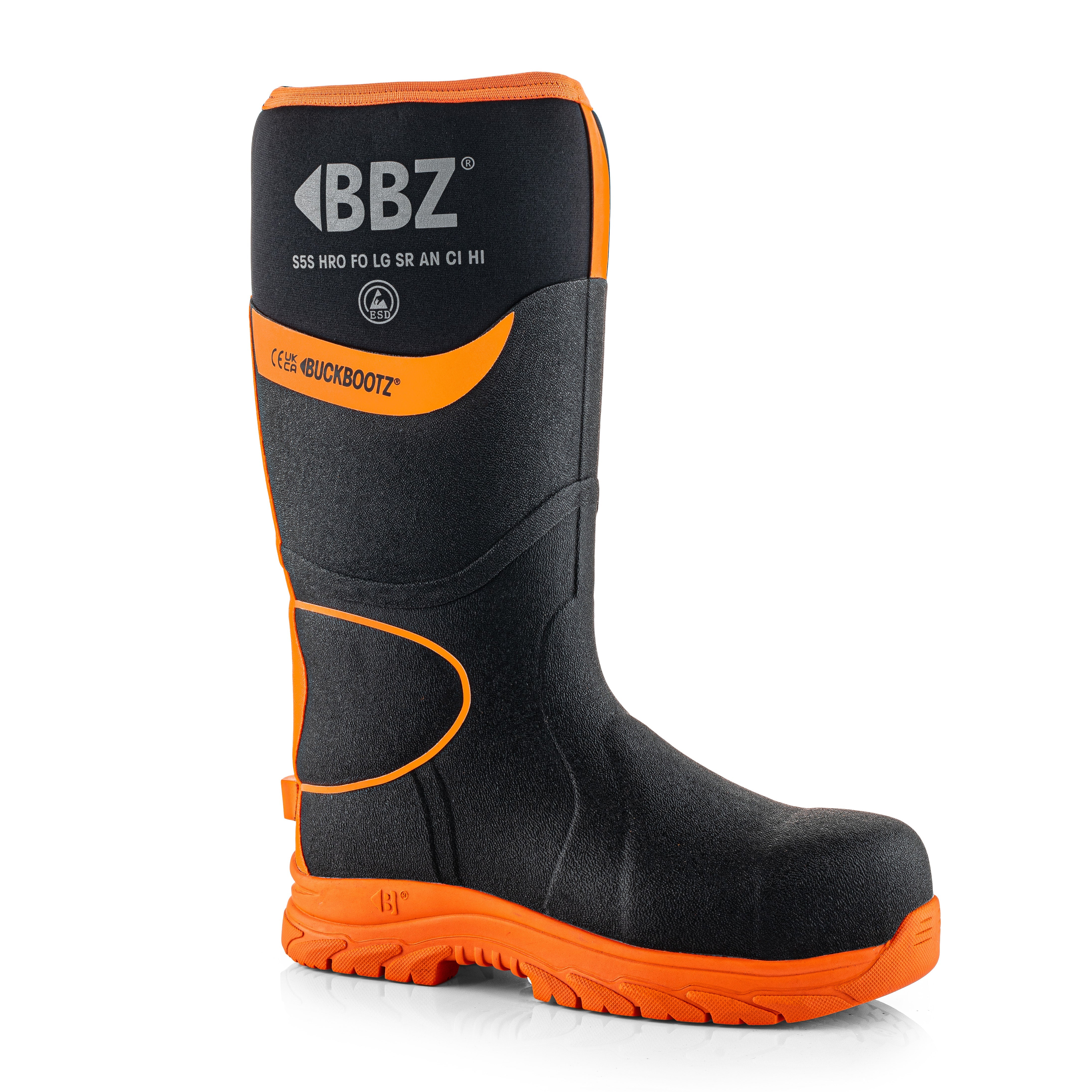 BBZ8000 Safety Wellington Boot - Black HI Vis Orange