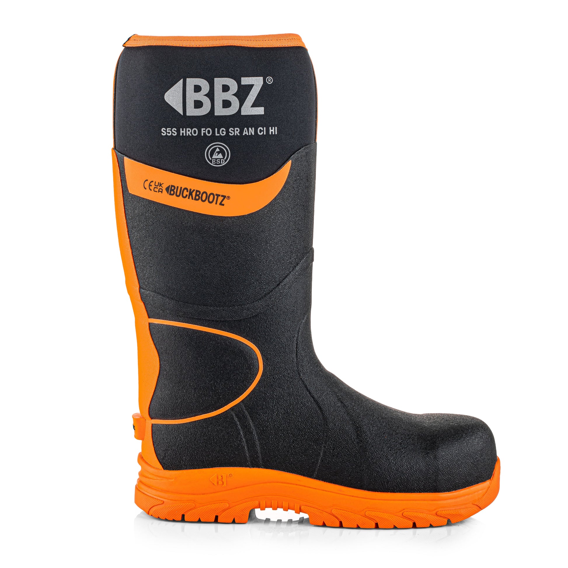 BBZ8000 Safety Wellington Boot - Black HI Vis Orange