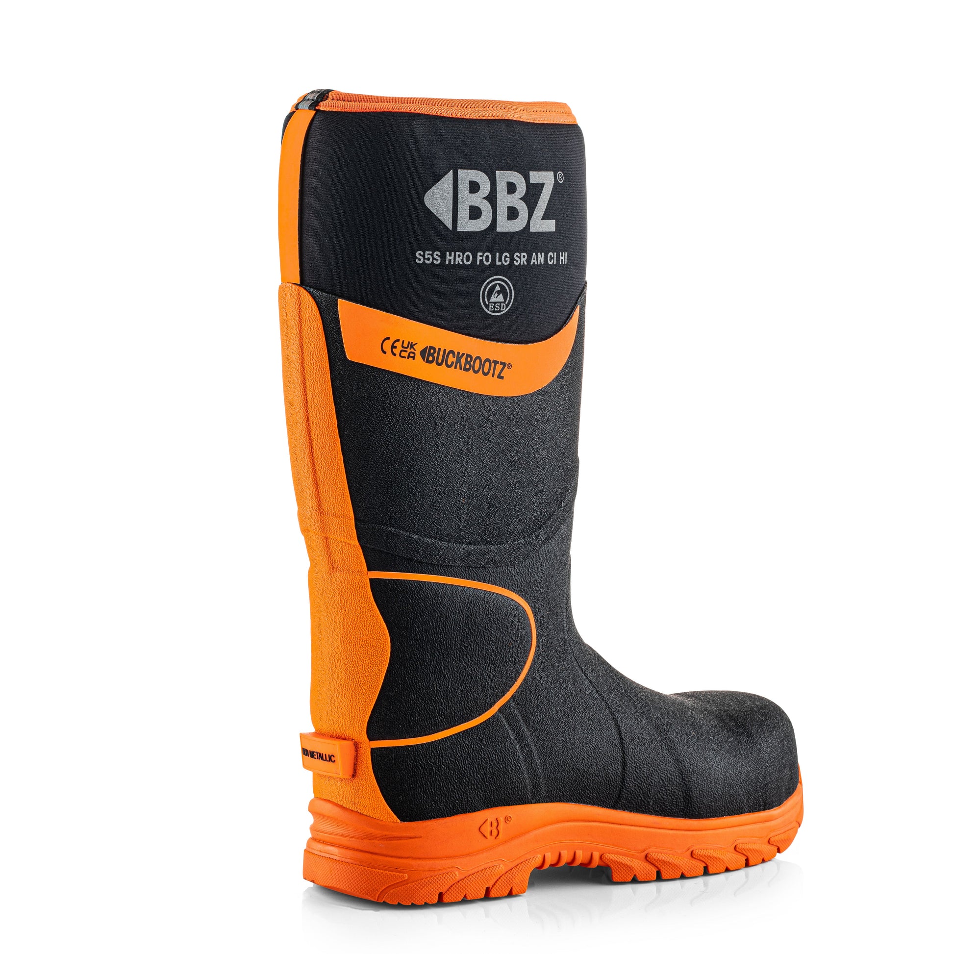 BBZ8000 Safety Wellington Boot - Black HI Vis Orange