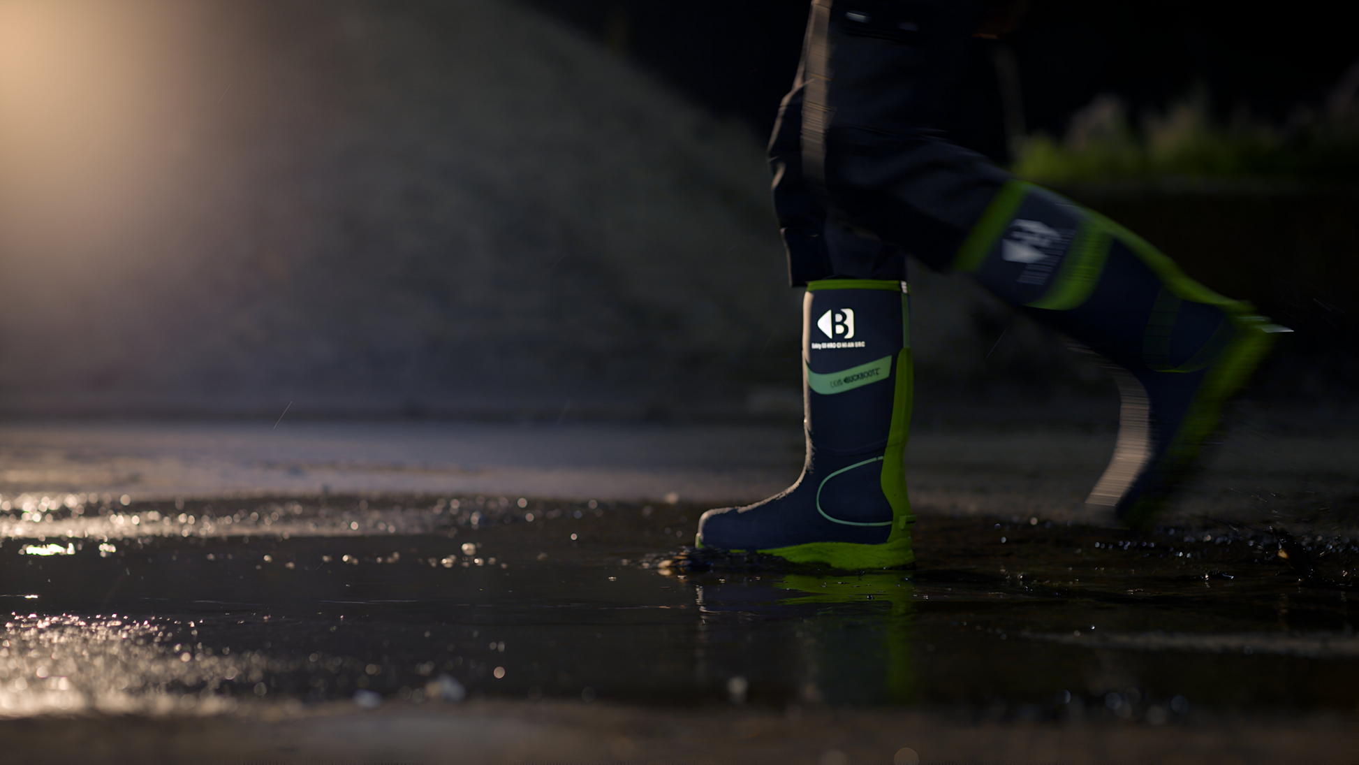 BBZ8000 Safety Wellington Boot - Grey Hi Viz Green