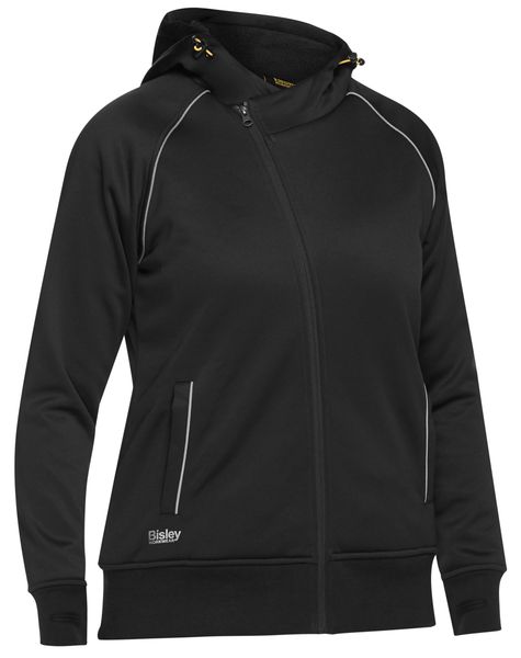 Bisley Women's Fleece Zip Front Hoodie W/Sherpa Lining 270gsm #colour_black