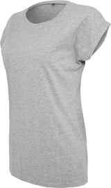 Build Your Brand Women's Extended Shoulder Tee - Heather Grey