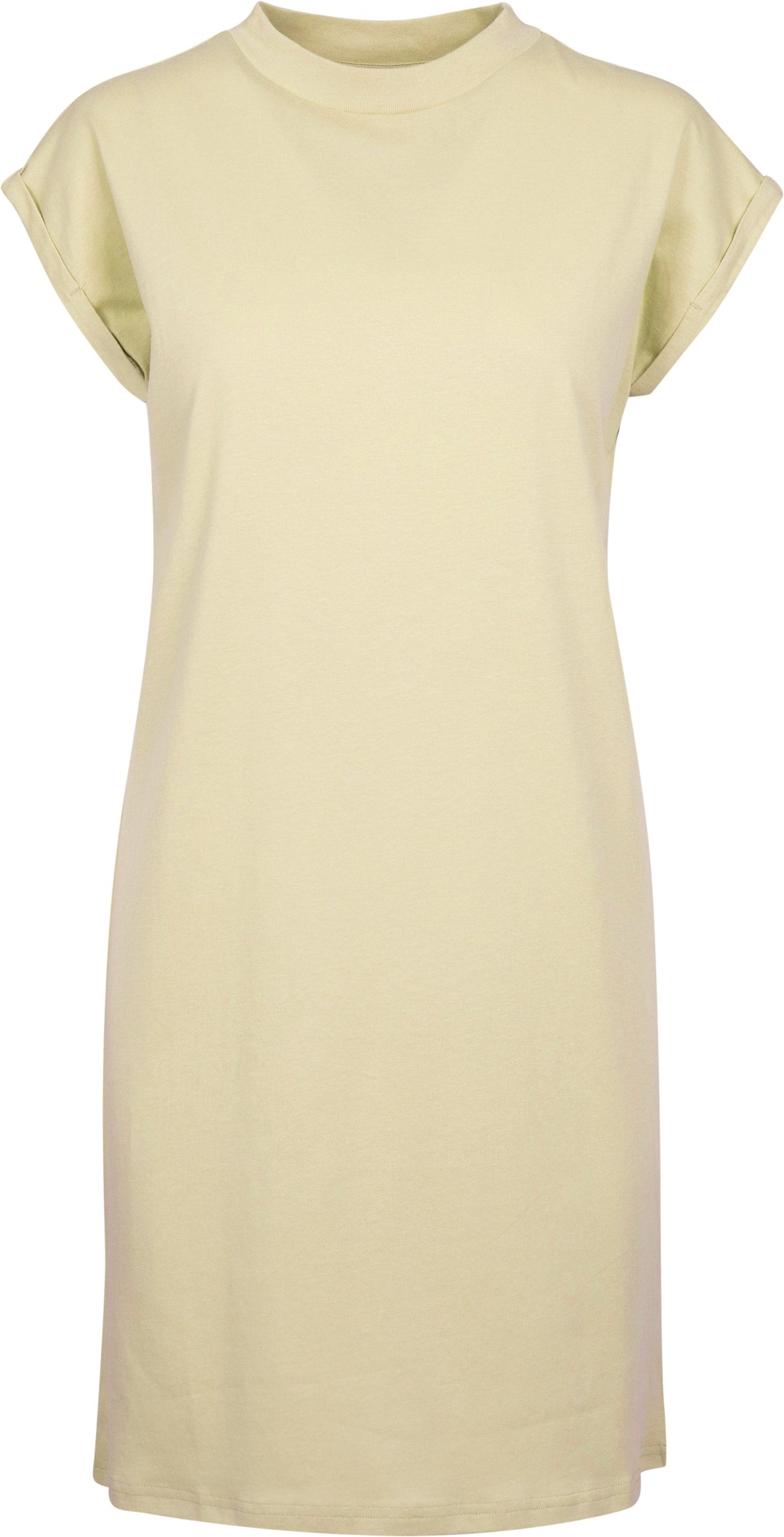 Build Your Brand Women's Turtle Extended Shoulder Dress - Soft Yellow