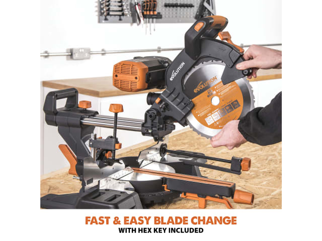 Evolution R255SMS-DB+ Multi-Material Sliding Mitre Saw 255mm 2000W 240V