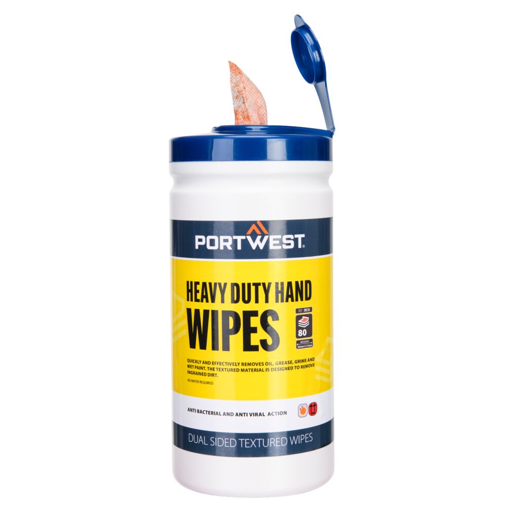 Portwest Heavy Duty Hand Wipes (80 Wipes)