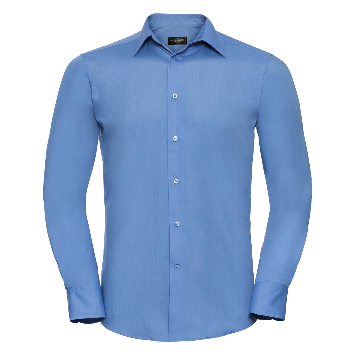 Russell Collection Long Sleeve Polycotton Easycare Fitted Poplin Shirt