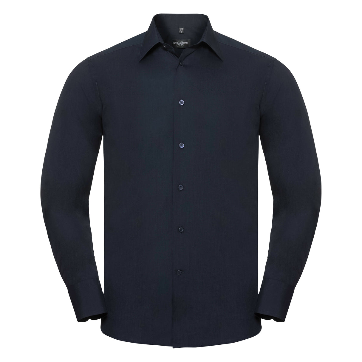 Russell Collection Long Sleeve Polycotton Easycare Fitted Poplin Shirt