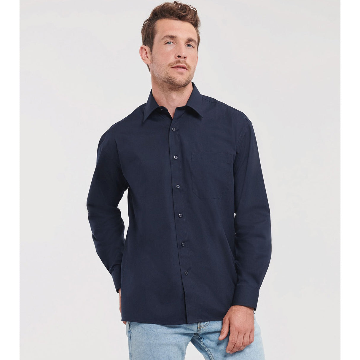 Russell Collection Long Sleeve Polycotton Easycare Poplin Shirt