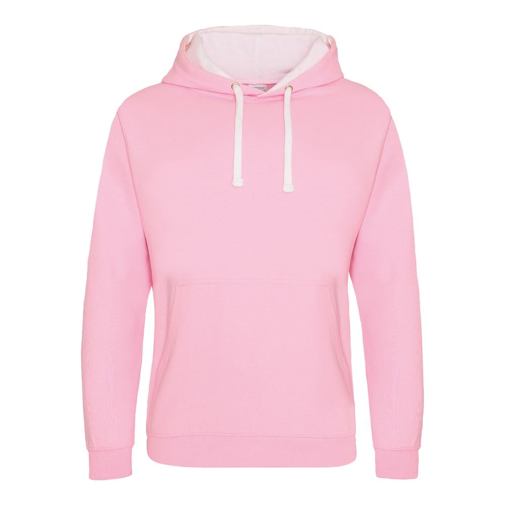 Awdis Just Hoods Varsity Hoodie - Baby Pink/Arctic White