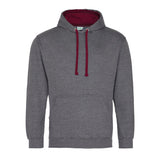 Awdis Just Hoods Varsity Hoodie - Charcoal/Burgundy