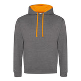 Awdis Just Hoods Varsity Hoodie - Charcoal/Orange Crush