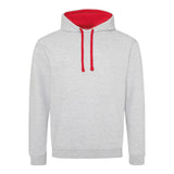 Awdis Just Hoods Varsity Hoodie - Heather Grey/Fire Red*