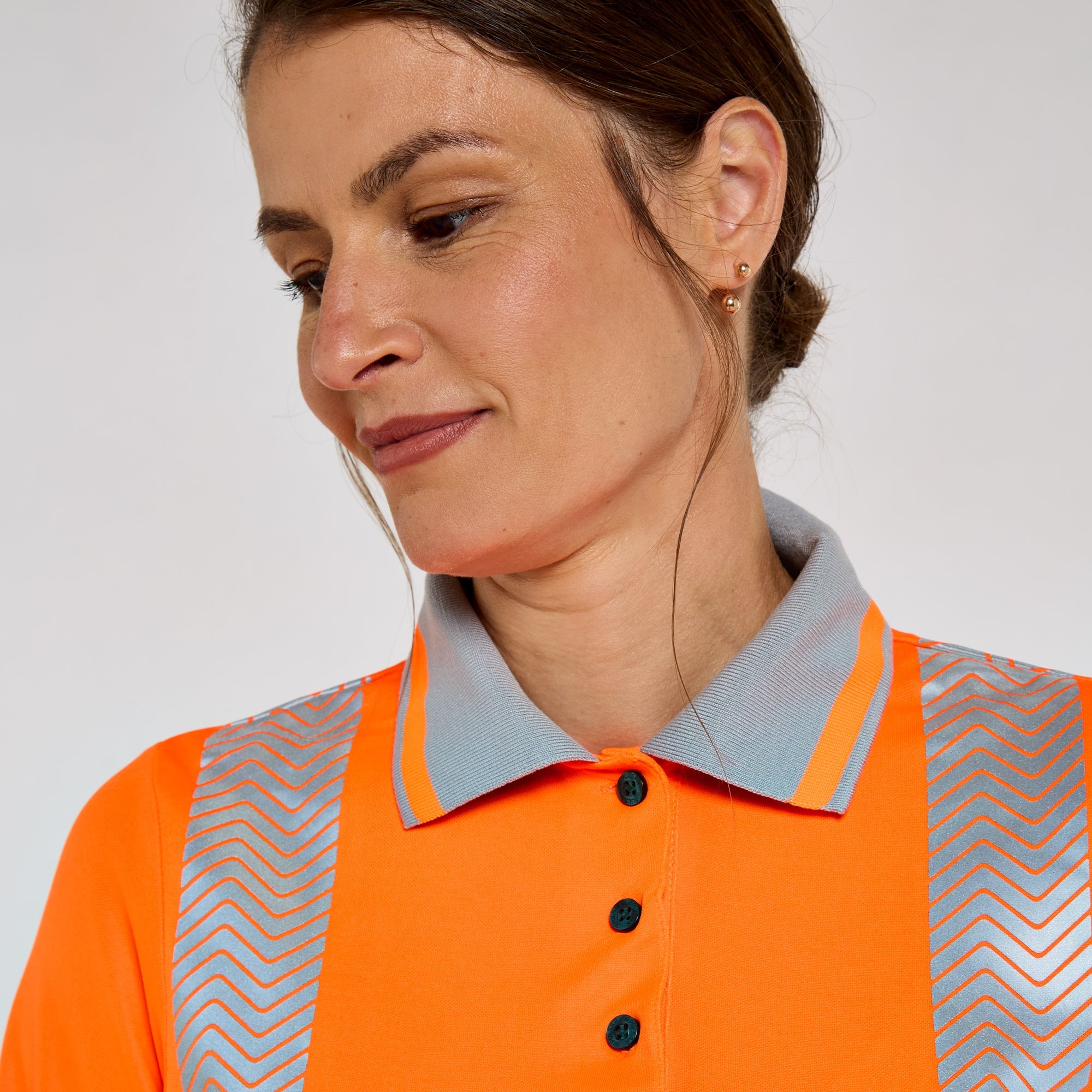 Pulsar Women's Long Sleeve Polo Shirt Orange - Bamboo Content