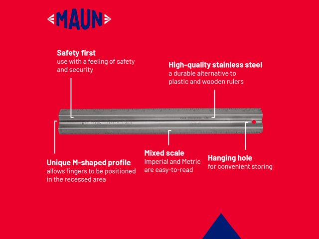 Maun Metal Safety Rule Metric 300mm