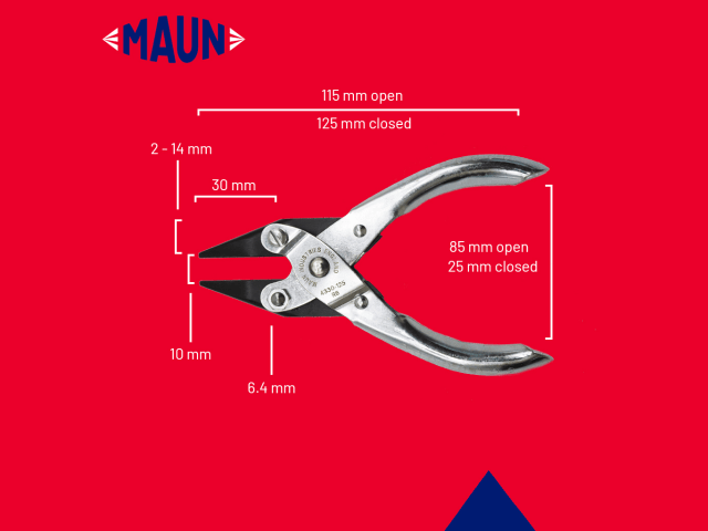 Maun Snipe Nose Parallel Pliers, Serrated Jaws 125mm