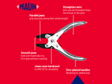 Maun Flat Nose Pliers, Smooth Jaws 140mm