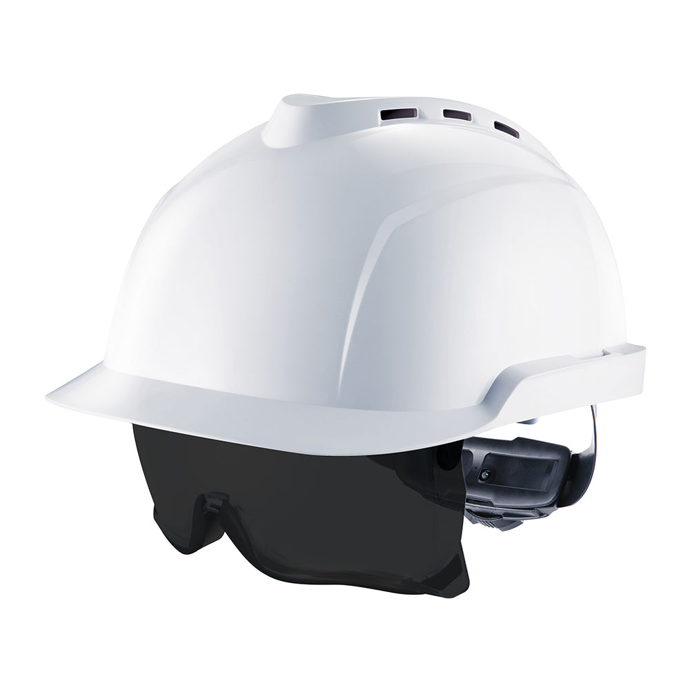 Beeswift V-Gard 930 Vented Safety Helmet With Integrated Eye Protection Tinted