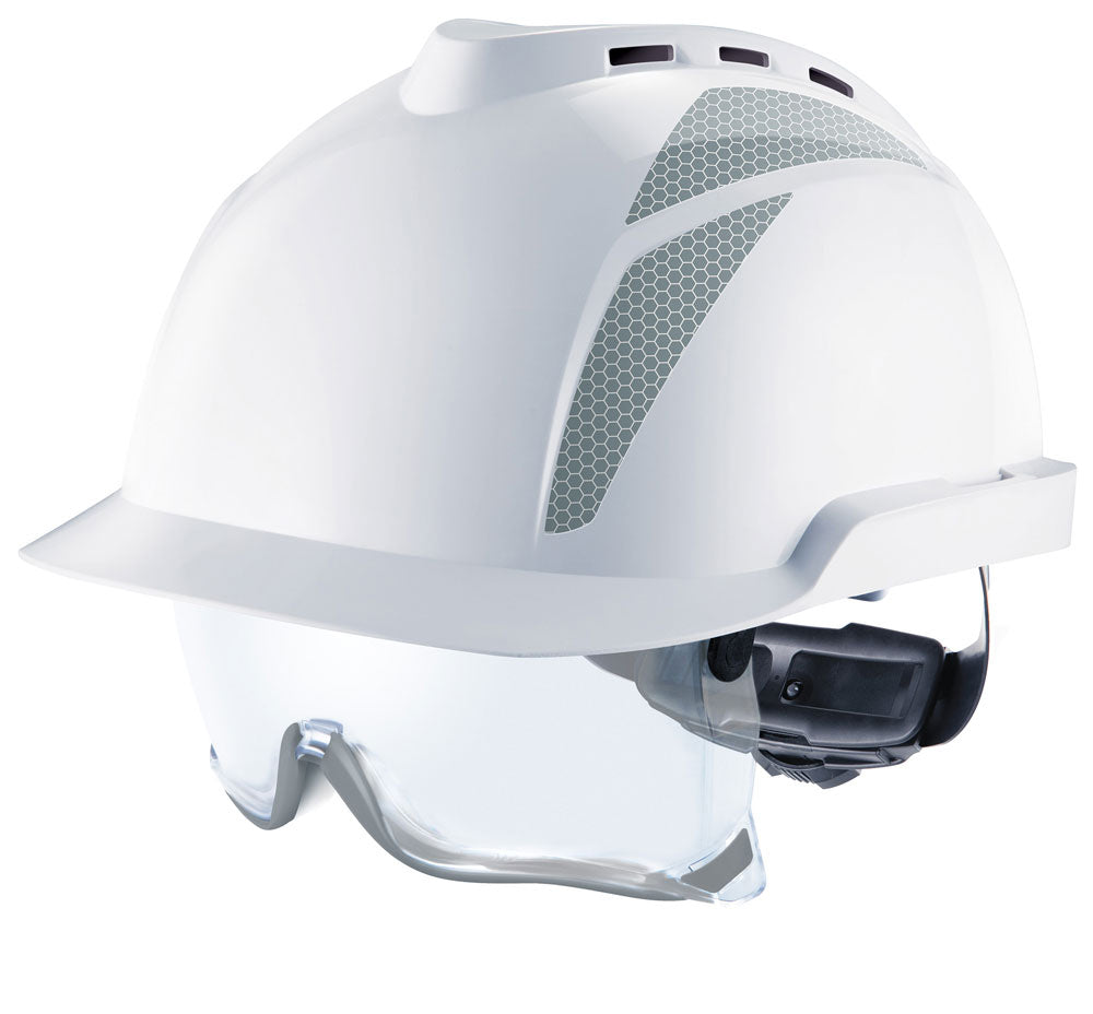 Beeswift V-Gard 930 Vented Safety Helmet With Integrated Eye Protection