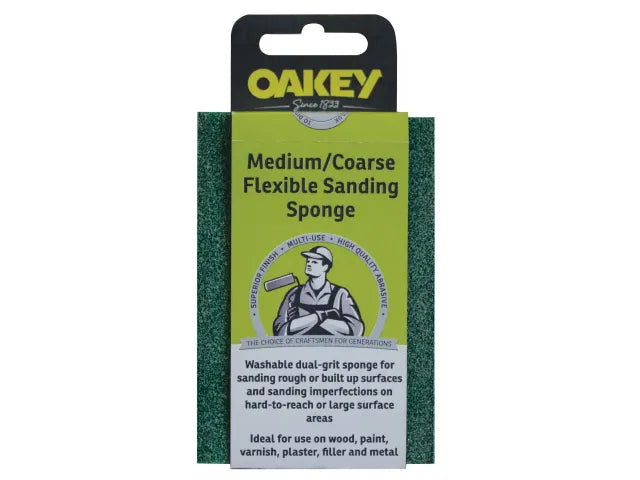 Oakey Dual-Grit Flexible Sanding Sponge Coarse/Extra Coarse