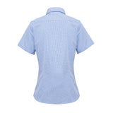 Premier Women's Microcheck (Gingham) Short Sleeve Cotton Shirt