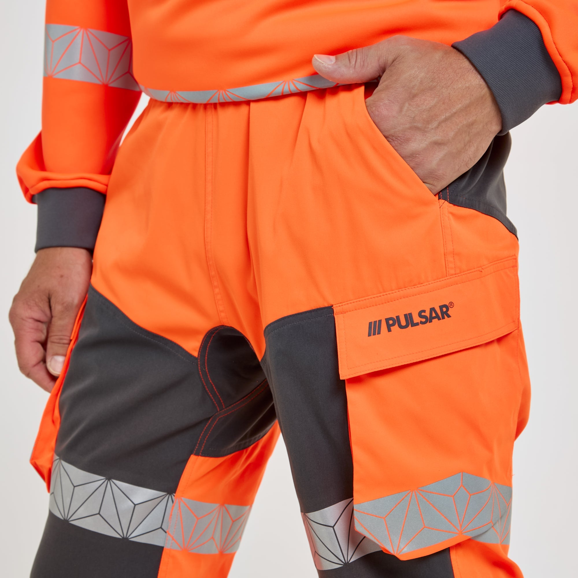 Pulsar Unisex Work Pants Orange Grey