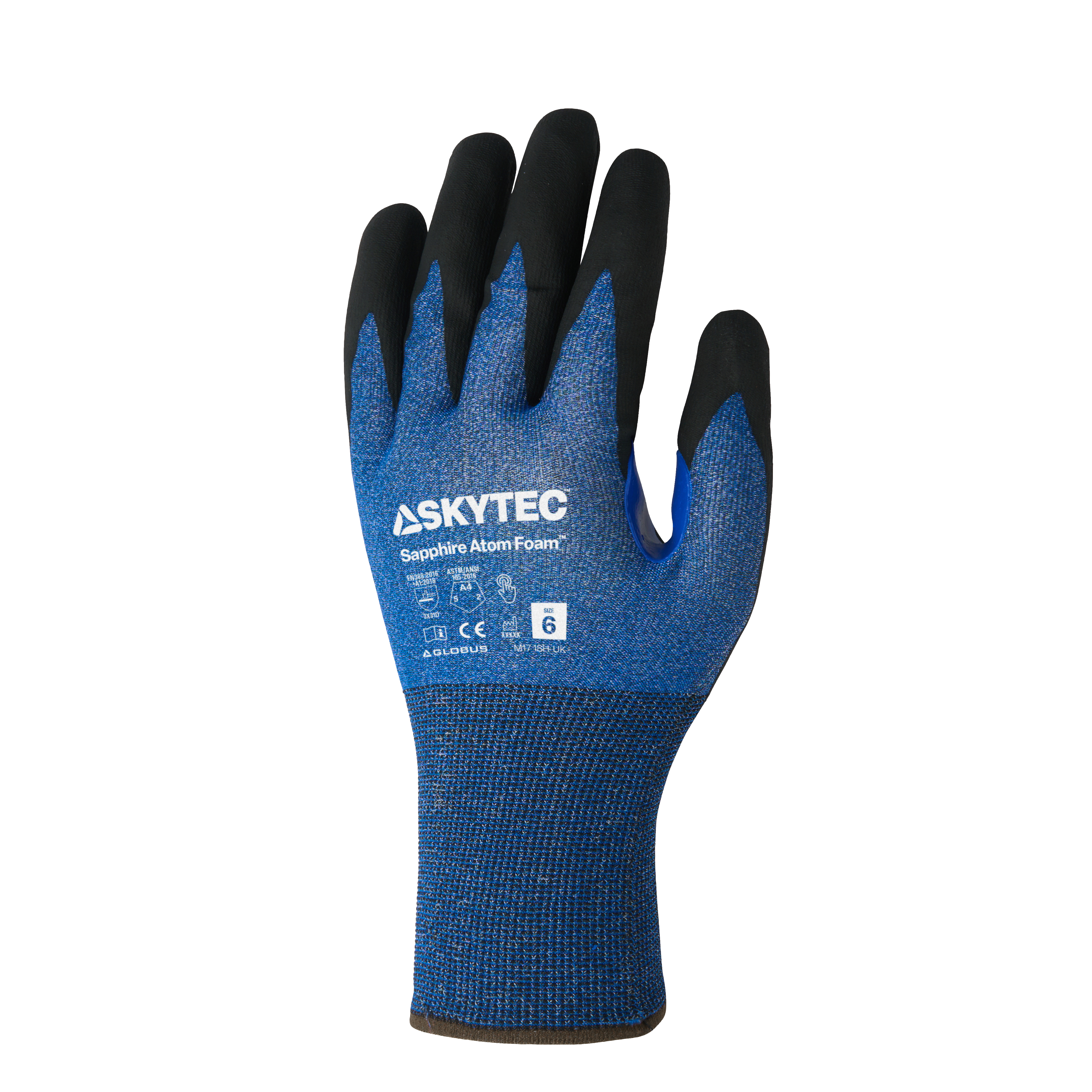 Skytec Sapphire Atom Foam Cut-Resistant Gloves (Size 9/L) – Touchscreen, Nitrile Foam Grip