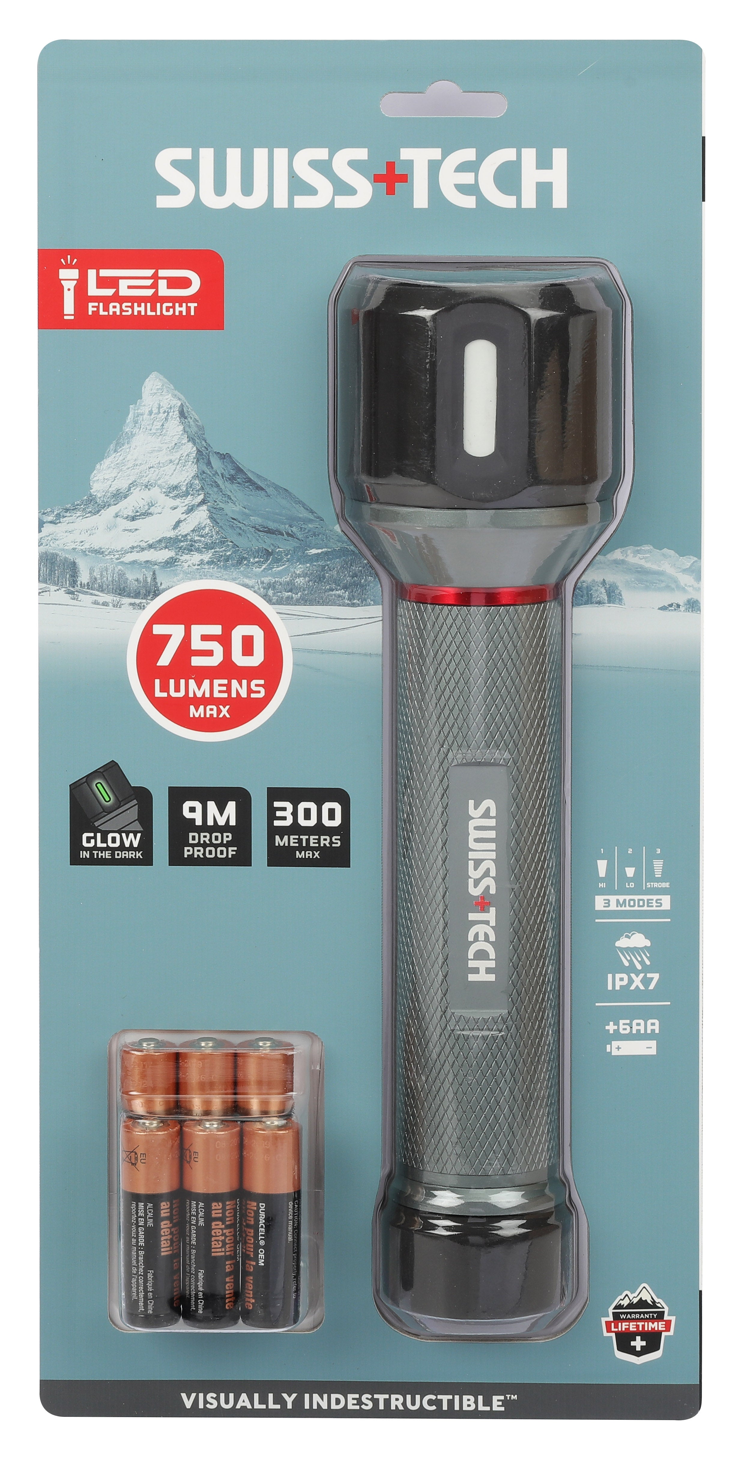Scruffs Swiss-Tech 6AA Drop Proof Aluminium LED Flashlight -750 Lumens