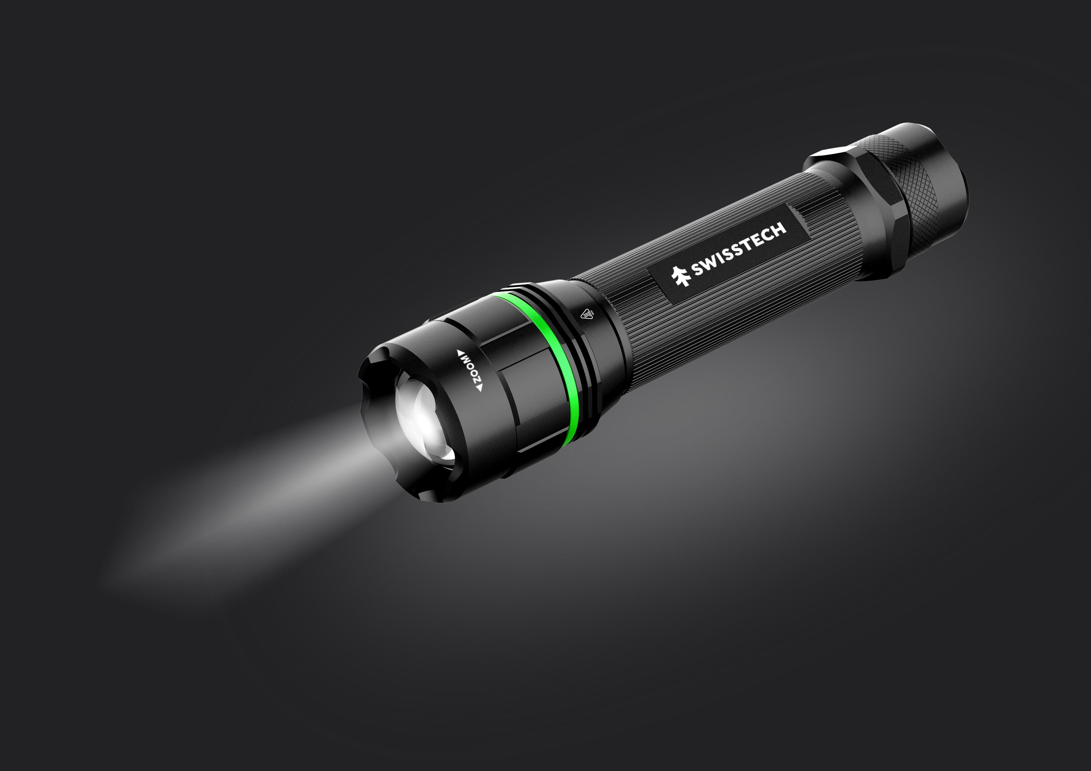 Scruffs Swiss-Tech Rechargeable Focus LED Flashlight - USB Rechargeable Zoom Torch - 18650 & 3 x AAA Compatible