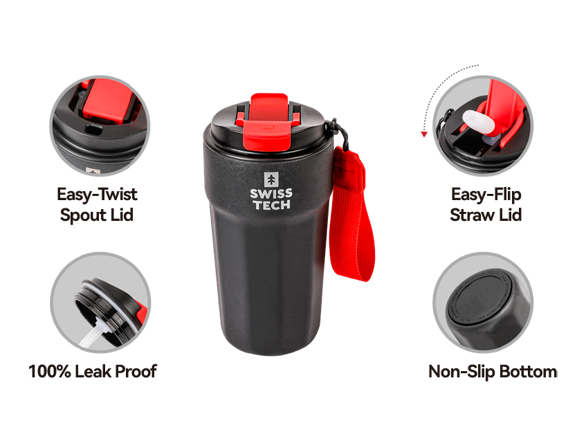 Scruffs Swiss-Tech 500ml Vacuum Insulated Thermal Mug - Stainless Steel Travel Mug