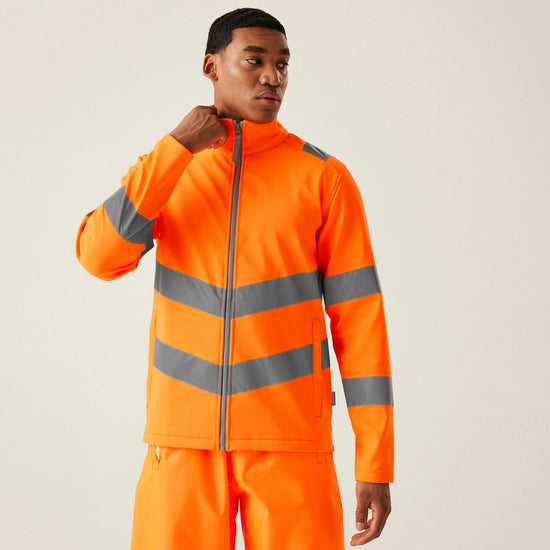 Regatta Professional Men's Hi-Vis Pro Contract Ablaze 2 Layer Softshell Jacket Class 3