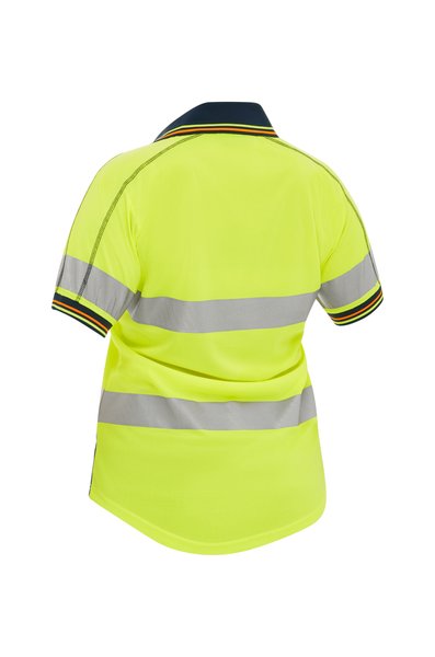 Bisley Womens Taped Two Tone Hi-Vis Polo Shirt S/Sleeve #colour_yellow-navy