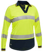 Bisley Womens Taped Two Tone Hi-Vis Polo Shirt L/Sleeve #colour_yellow-navy