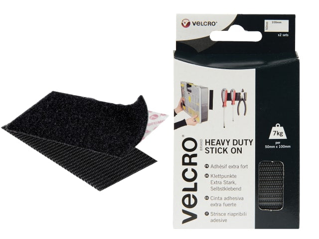 VELCRO® Brand VELCRO® Brand Heavy-Duty Stick On Strips (2) 50 x 100mm Black